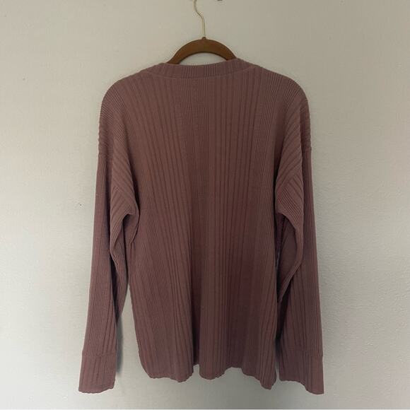 Textured Oversized Long Sleeve Knit Top Powder Blush Loungewear NWT - Picture 5 of 7